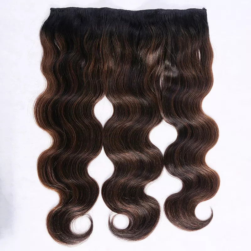 Customized Ombre Color 12A Grade Halo Hair Extension 100% Remy Hair Clip In Extension